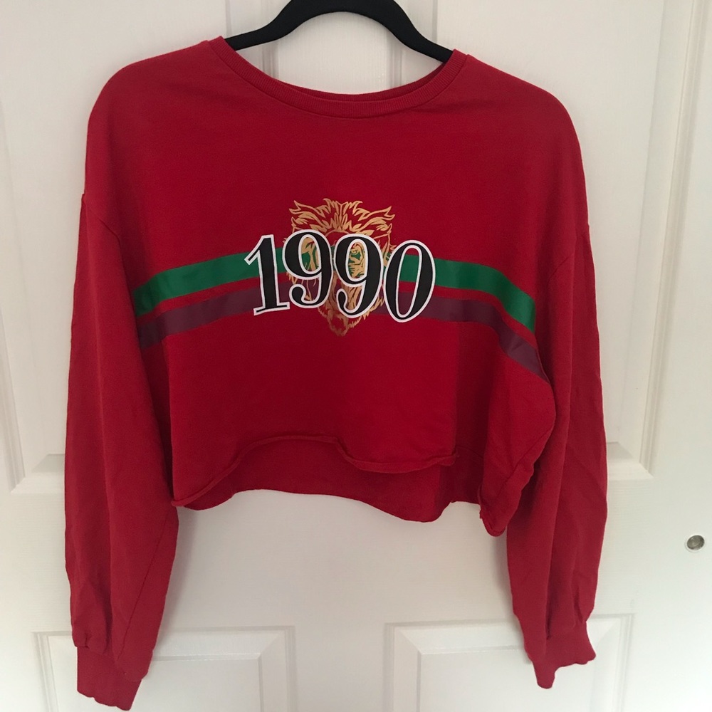 H&M red long sleeve crop top